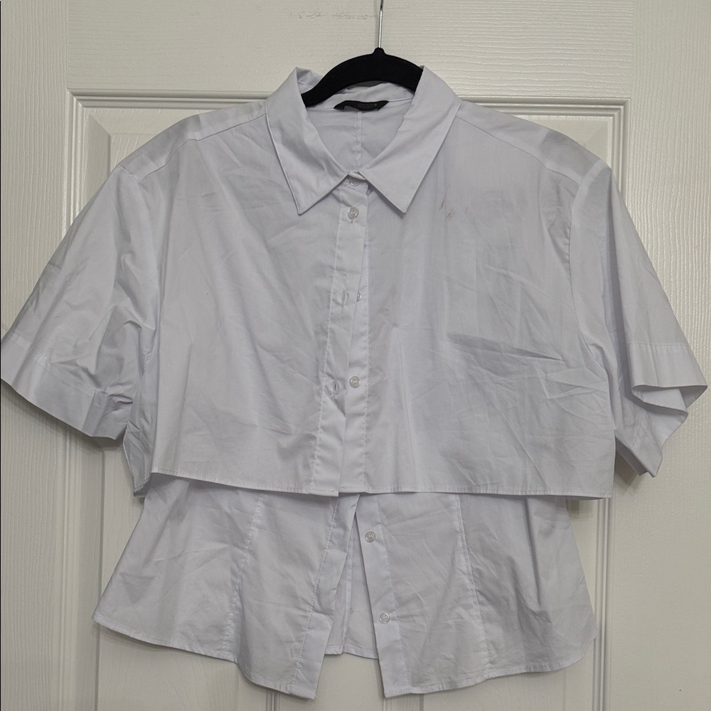 Zara Crisp White Button-Down Shirt